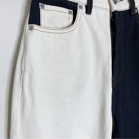 Nanushka Kemia Two Tone Straight Leg Jeans (Sz 24) Black / Cream - Picture 14 of 16